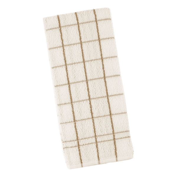 Imagen de Repasador 100% algodón, 45x70cm, 320g, diseño cuadrillé, blanco con marrón, Berlina by Teka