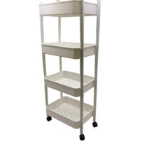 Imagen de Organizador de plástico, 4 estantes canastos, con ruedas