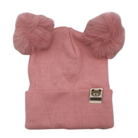 Imagen de Gorro infantil, de poliéster, con pompones, varios colores