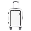 Imagen de Valija Berlina chica BLANCO, rígida, carry on, con bolsillo exterior para laptop, ruedas omnidireccionales 360, manija telescópica, tranca numérica, correa para ajustar ropa, bolsillo interior con cierre