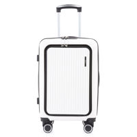 Imagen de Valija Berlina chica BLANCO, rígida, carry on, con bolsillo exterior para laptop, ruedas omnidireccionales 360, manija telescópica, tranca numérica, correa para ajustar ropa, bolsillo interior con cierre