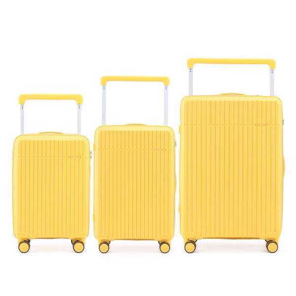 Imagen de Valijas Berlina x3 AMARILLO, rígidas, ruedas omnidireccionales 360, manija telescópica ancha, tranca numérica, correa para ajustar ropa, bolsillo interior con cierre