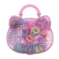 Imagen de Gomitas para pelo, con pinzas mini, en estuche de plástico