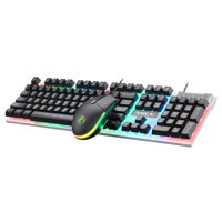 Imagen de Teclado con cable y mouse, retroiluminado, varios colores, AN-350 IMICE, en caja