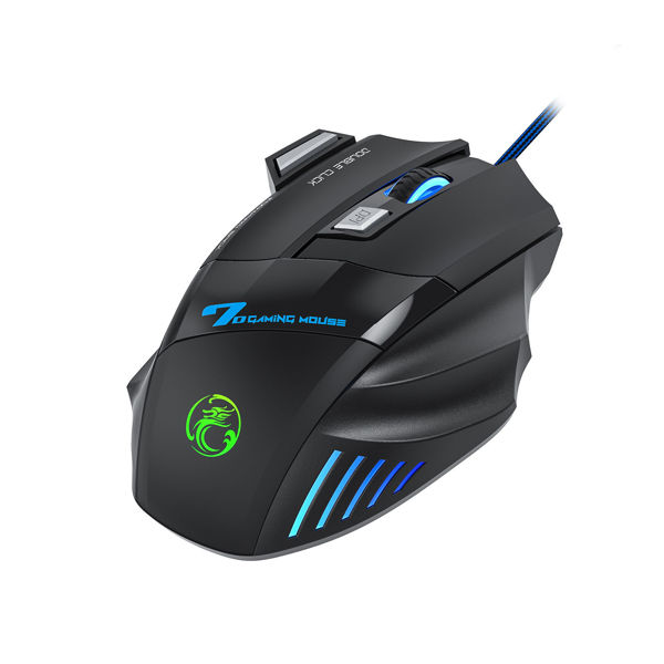 Imagen de Mouse óptico gamer con cable, retroiluminado, negro, X7 IMICE, en caja