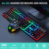 Imagen de Teclado y mouse óptico gamer con cable, retroiluminado, varios colores, AN-300 IMICE, en caja
